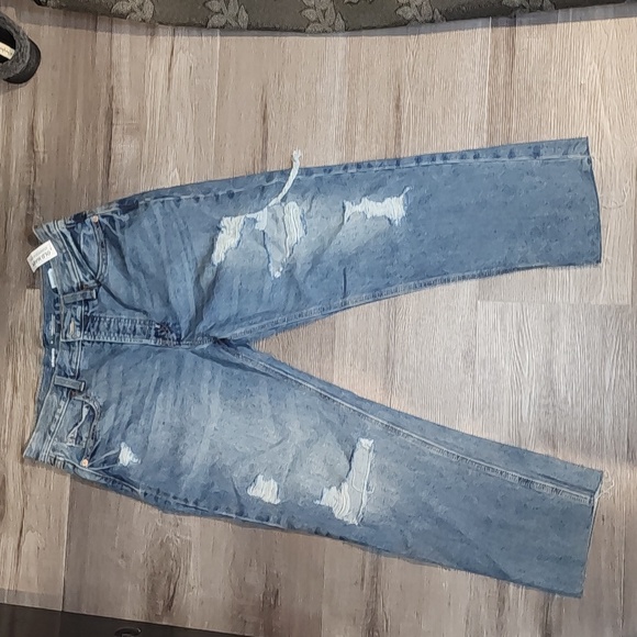 High-Waisted Slouchy Straight Cropped Ripped Jeans - Picture 2 of 4